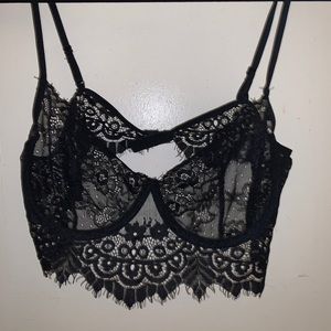 Black sheer lace underwire bralette